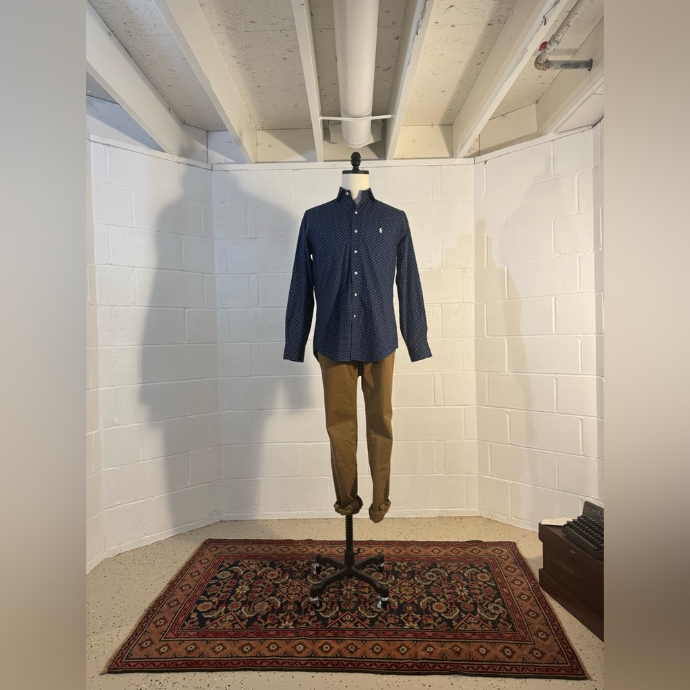 Small Polo Ralph Lauren Navy Polka Dot Poplin Button Down